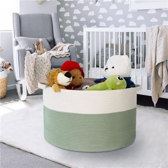 Extra Large Blanket Basket, 22" X 22" X 14" Kids Dog Toy Storage Bin Box - Picture 5 of 7